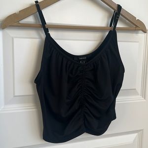 Black Forever 21 tank top, ruffled middle, medium